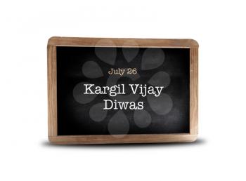 Kargil Vijay Diwas on a blackboard
