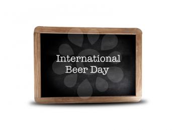 International Beer Day on a blackboard