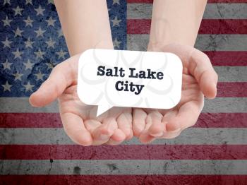 Salt lake city written in a speechbubble