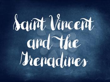 Saint Vincent and the Grenadines written on blackboard