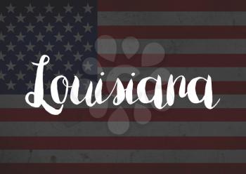 Louisiana written on flag