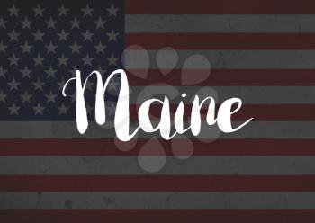 Maine written on flag