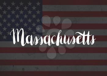 Massachusetts written on flag
