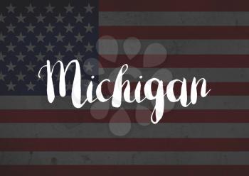 Michigan written on flag