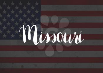 Missouri written on flag