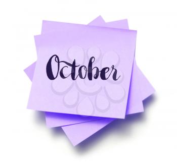 October written on a note