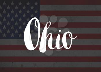 Ohio written on flag