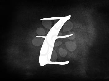 Letter z written on blackboard