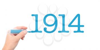 The year of 1914written with a marker