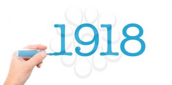 The year of 1918written with a marker