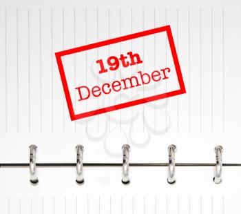 19th December written on an agenda