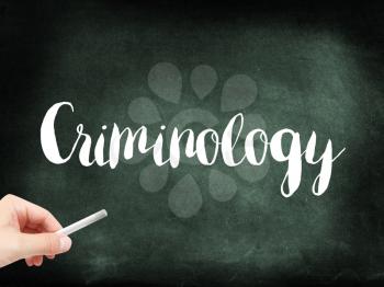 Criminology written on a blackboard