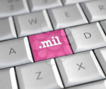 The .mil domain name on a keyboard key