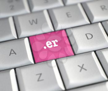 The .er domain name on a keyboard key