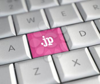 The .jp domain name on a keyboard key