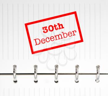 30th December written on an agenda