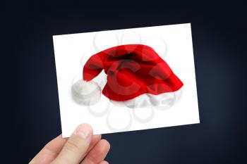 Christmas hat on a white card