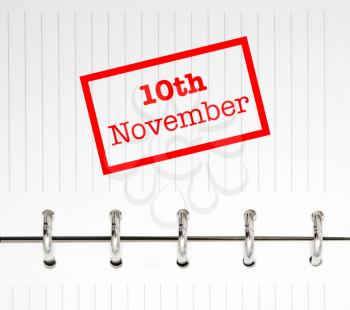 10th November written on an agenda
