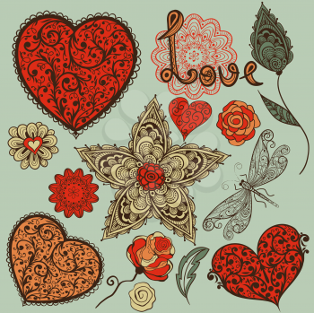Royalty Free Clipart Image of a Background of Hearts
