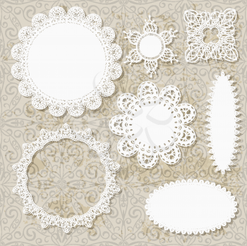 Royalty Free Clipart Image of a Scrapbooking Background of Lace Patterns