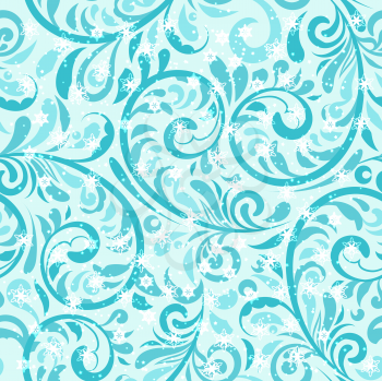 Royalty Free Clipart Image of a Background of Snowflakes and Flowers