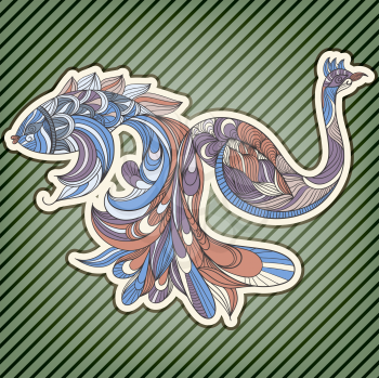 Royalty Free Clipart Image of a Peacock and a Fish