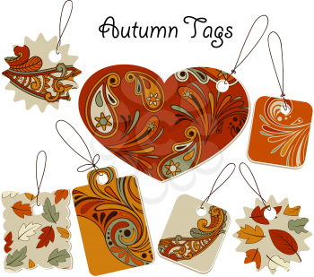 Royalty Free Clipart Image of Autumn Tags