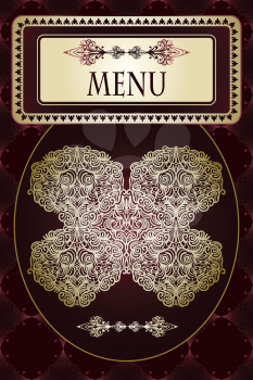 Royalty Free Clipart Image of a Menu with a Floral Pattern