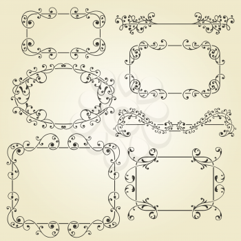 Royalty Free Clipart Image of a Background of Frames with a Floral Pattern