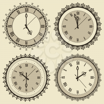 Vector vintage clock set, fully editable eps 8 file