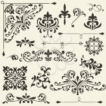 vector  vintage floral  design elements on gradient background, fully editable eps 8 file