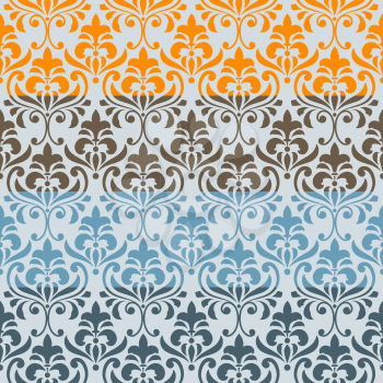 Vector seamless floral  borders, differect colors, seamless patterns in swatch menu
