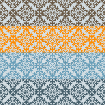 Vector seamless floral  borders, differect colors, seamless patterns in swatch menu