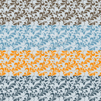 Vector seamless floral  borders, different colors, patterns in swatch menu
