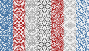 Vector seamless  floral  paterns, seamless patterns in swatch menu