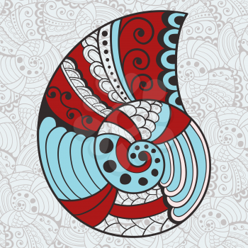 Royalty Free Clipart Image of a Shell Design on a Shell Background