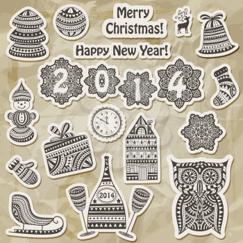 Royalty Free Clipart Image of Christmas and New Year Design Elements