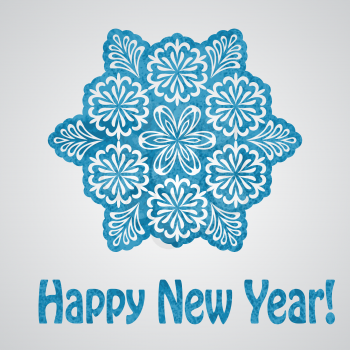 Royalty Free Clipart Image of a Happy New Year Snowflake Background