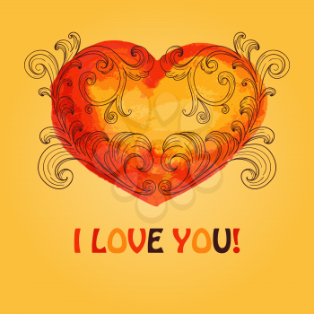 Royalty Free Clipart Image of a Background With a Heart and the Words I Love You
