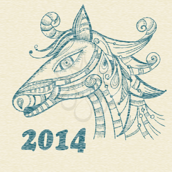 Royalty Free Clipart Image of an Abstract Horse With 2014