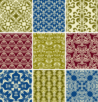 Vector seamless floral  paterns, fully editable eps10 file, seamless patterns in swatch menu, 