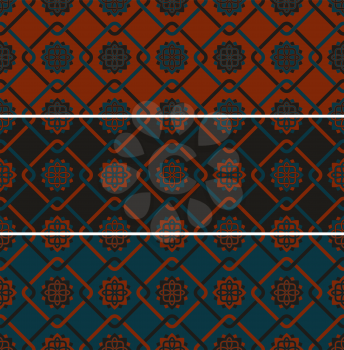 3 vector seamless patterns  in eastern style, seamless pattern in swatch menu