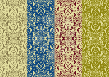 4 vector seamless patterns in eastern style, can be used as separate patterns, seamless patterns included  in swatch menu