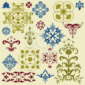vector  vintage floral bright  design elements