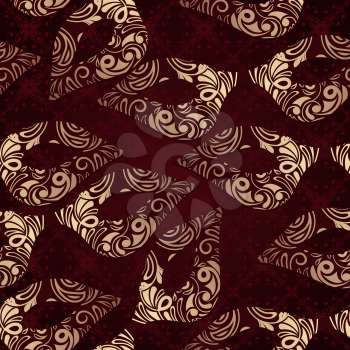 Vector seamless floral pattern with carnaval masks