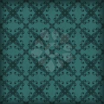 Vector seamless floral pattern on grungy background, transparency effects and gradient mesh applied
