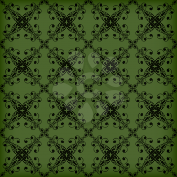 Vector seamless Green floral pattern, transparency effects and gradient mesh applied, seamless pattern in swatch menu