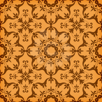 Vector seamless golden floral pattern, transparency effects and gradient mesh applied
