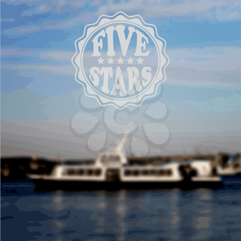 Vector Summer Background with a Ship, fully editable eps 10 file with transparency effects, Cooper std font