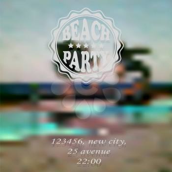 Vector Beach Party Invitation, fully editable eps 10 file with gradient mesh and transparency effects, Cooper std and monotype coursiva fonts in example